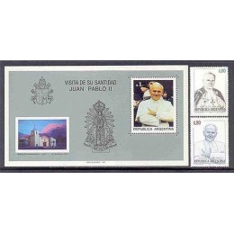 Argentina-1987-1562/3+bl 36-Visita Papa Paulo II